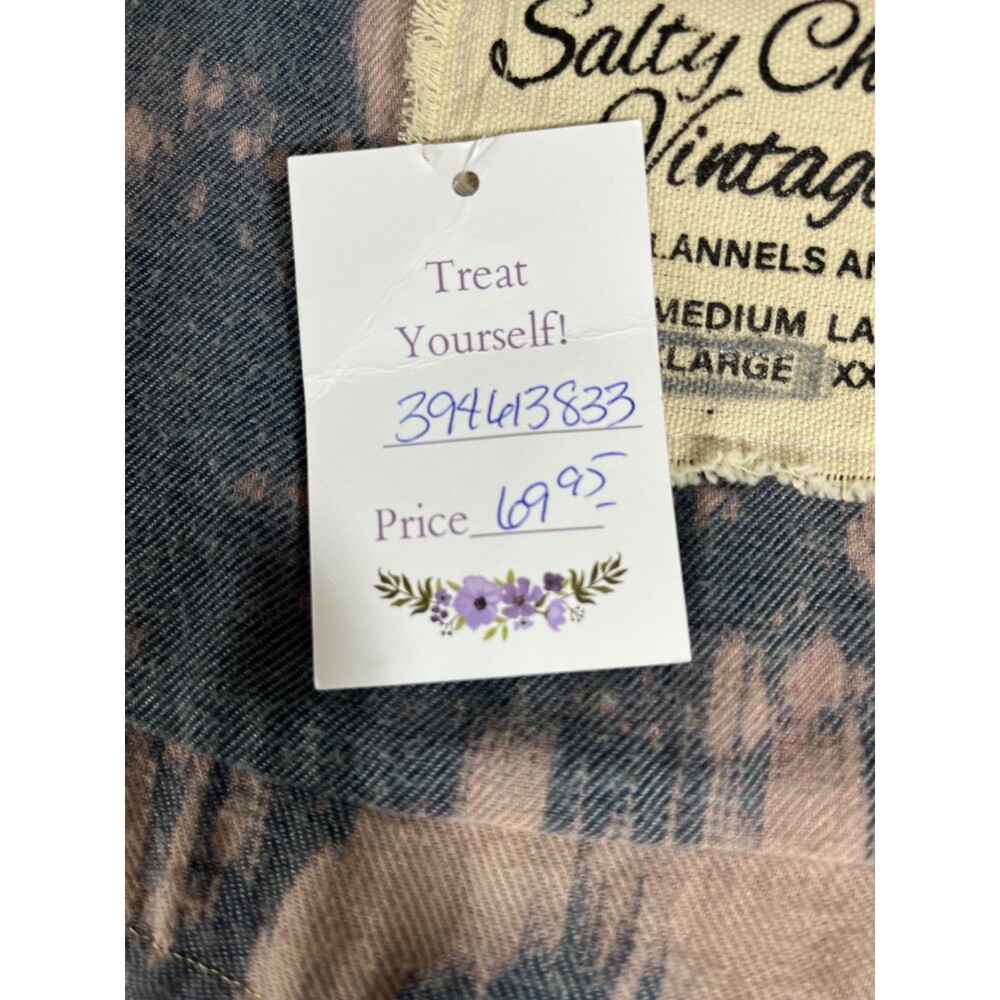 NWT Salty Chick Vintage Custom Bleach XXL Flannel Shirt Button Up Long Sleeve - Picture 10 of 12